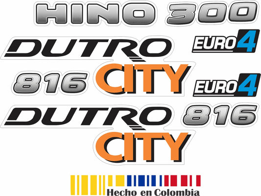 Calcomanias Hino 300 dutro city stickers adhesivos x 8 Unidades